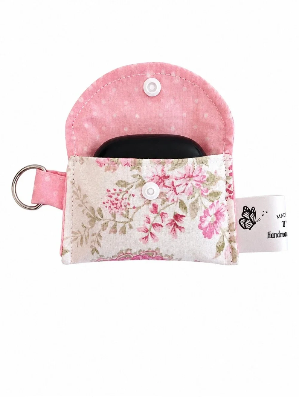Handmade Fabric Earbud Case Keychain Set